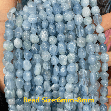1 hilo de cuentas de joyería de piedra natural de forma casual de aguamarina h5 